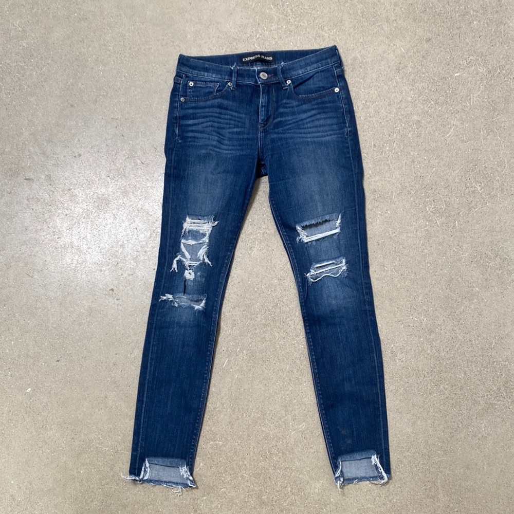 Express Ankle Legging Mid-Rise Distressed Jean